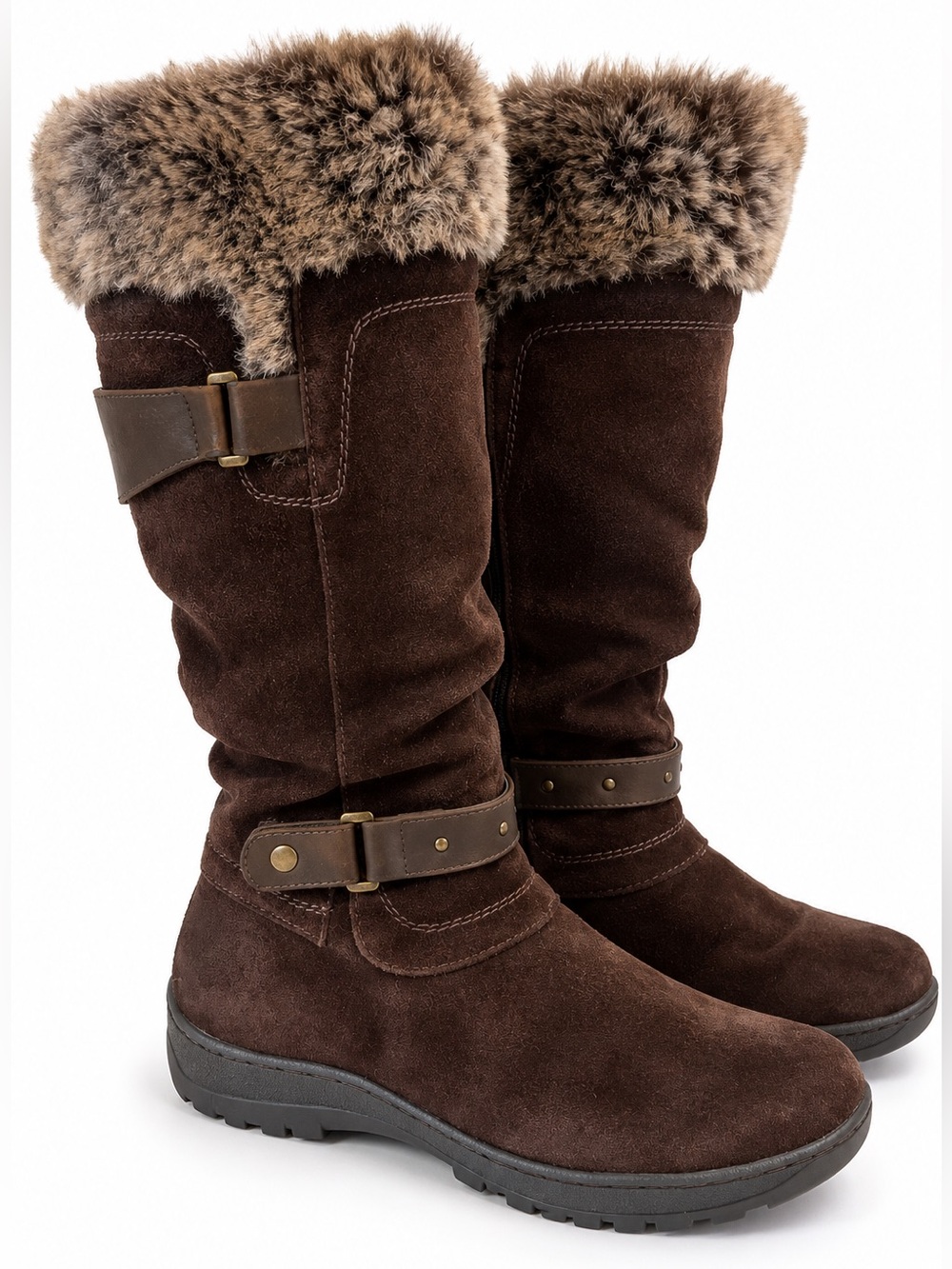 Banff Trail Brown Suede Water Resistant Faux Fur Winter Boots Size 8